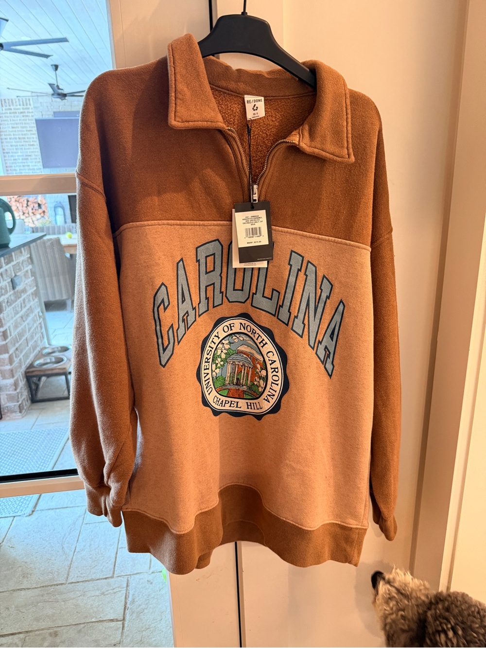 Re/Done Assorted Caramel Oversized Half-Zip Carolina Sweatshirt